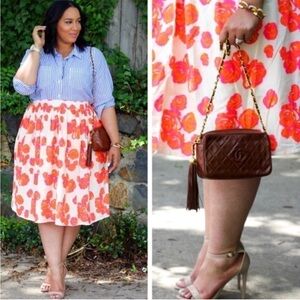 Lane Bryant Orange and White Floral Midi Skirt